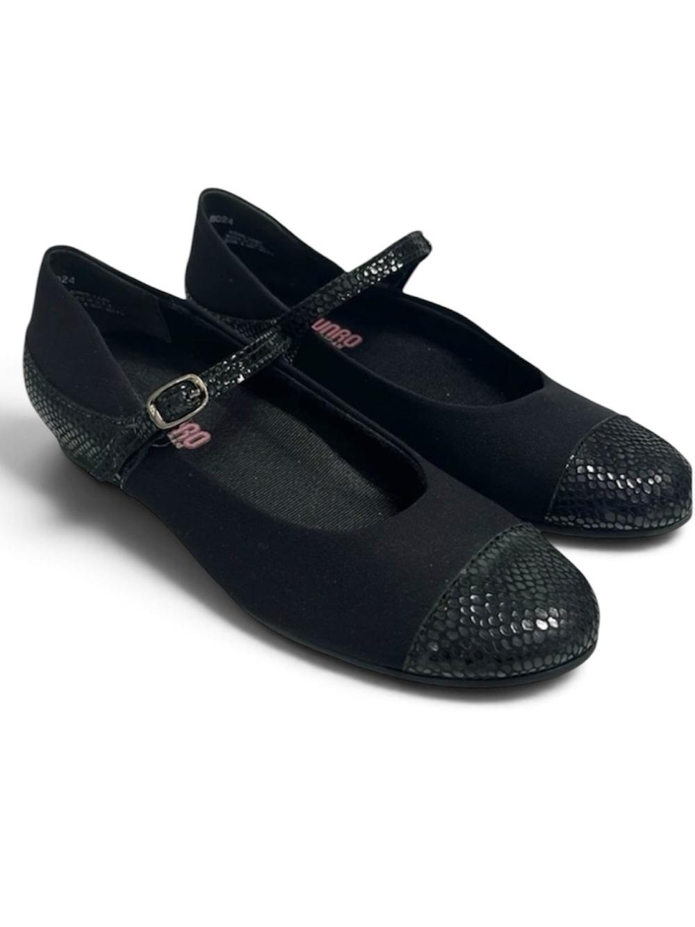 NWOB Munro Serenity Mary Jane Walking Wedge Black Flats Strap Shoes Size 7.5 M
